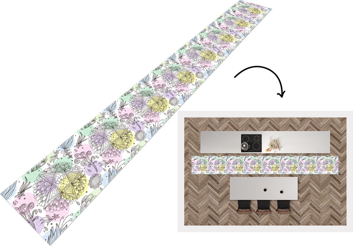 KitchenYeah Keukenloper - Keukenmat - Meiden - Bloemen - Sterretjes - Patronen - Keuken vloerkleed multicolor, foto 3