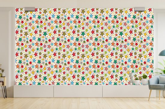 Behang - Fotobehang Patronen - Sterren - Kleuren - Jongens - Kinderen - Kids - Breedte 535 cm x hoogte 300 cm