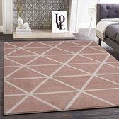 Flycarpets Modern Vloerkleed Geruit Aldo - Roze - 200x280 cm