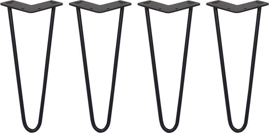 4 Tafelpoten staal - Lengte: - pin - Zwart - SkiSki Legs ™ - Retro hairpin pinpoten