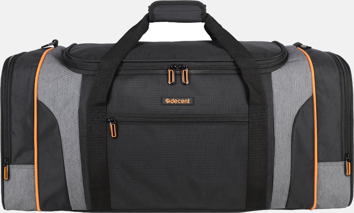 Decent FLEXPLUS Reistas 70 cm - Weekendtas / Sporttas - Ruime en lichte reistas 76 liter inhoud - Zwart/oranje
