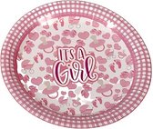 feestborden Girls 22 cm papier roze 6 stuks