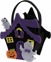 verkleedtas Spookhuis vilt 17 x 15 cm zwart/paars