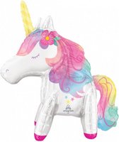 folieballon Enchanted Unicorn junior 55 x 63 cm wit