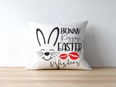 Paas Kussen Bunny kisses easter wishes | Paas cadeau | Pasen | Paasdecoratie | Pasen Decoratie | Grappige Cadeaus | Geschenk | Sierkussen