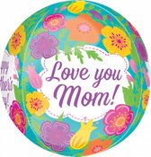 folieballon Tropical Flowers Love you mom! 38 x 40 cm