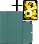 iPad Air 2022 Hoesje Plus Screenprotector Book Case Cover Plus Screen Protector - Donker Groen