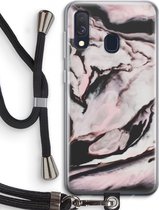 Case Company® - Samsung Galaxy A40 hoesje met Koord - Roze stroom - Telefoonhoesje met Zwart Koord - Bescherming aan alle Kanten en Over de Schermrand