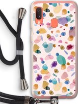 Case Company® - Samsung Galaxy A20e hoesje met Koord - Terrazzo Memphis - Telefoonhoesje met Zwart Koord - Bescherming aan alle Kanten en Over de Schermrand