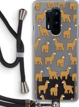 Case Company® - OnePlus 8 Pro hoesje met Koord - Alpacas - Telefoonhoesje met Zwart Koord - Bescherming aan alle Kanten en Over de Schermrand