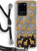 Case Company® - Samsung Galaxy S20 Ultra hoesje met Koord - Alpacas - Telefoonhoesje met Zwart Koord - Bescherming aan alle Kanten en Over de Schermrand