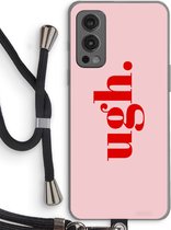 Case Company® - OnePlus Nord 2 5G hoesje met Koord - Ugh - Telefoonhoesje met Zwart Koord - Bescherming aan alle Kanten en Over de Schermrand