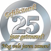 huldeschild 25 jaar getrouwd 50 cm karton zilver