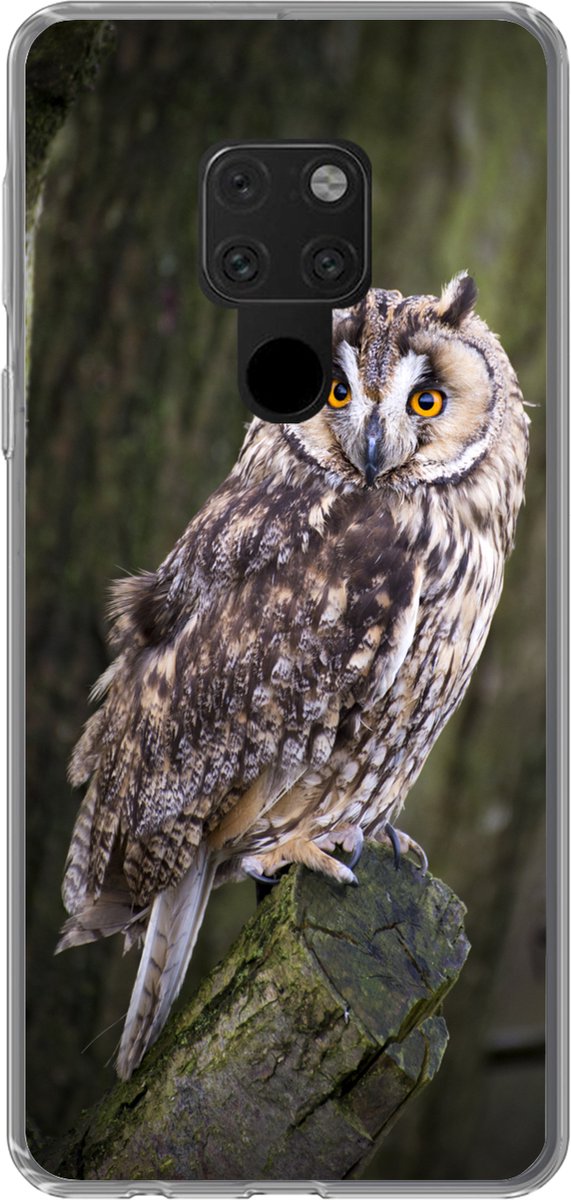 Telefoonhoesje Geschikt voor Huawei P40 Lite hoesje - Uil - Close up - Boom - Siliconen Telefoonhoesje Telefoonhoesje