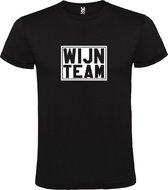 Zwart T shirt met print van " Wijn Team " print Wit size XL