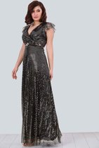 HASVEL-Maxi jurk Dames -Gaud Jurk met pailletten- Maat M-Galajurk-Avondjurk- HASVEL-Maxi Dress Women -Gold Sequin Dress - Size M-Prom Dress-Evening Dress