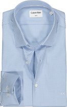 Calvin Klein slim fit overhemd - lichtblauw geruit - Strijkvriendelijk - Boordmaat: 40