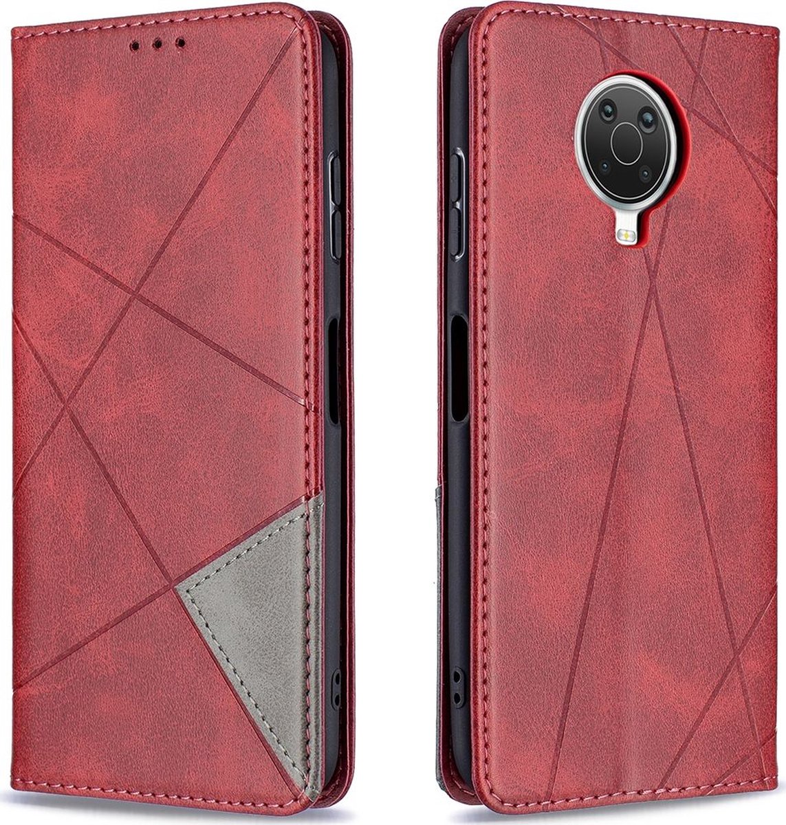 Mobigear Telefoonhoesje geschikt voor Nokia G20 Hoesje | Mobigear Rhombus Slim Bookcase | Pasjeshouder voor 2 Pasjes | Telefoonhoesje voor Pinpas / OV Kaart / Rijbewijs - Rood