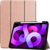 Hoes Geschikt voor iPad Air 2022 Hoes Tri-fold Tablet Hoesje Case Met Uitsparing Geschikt voor Apple Pencil - Hoesje Geschikt voor iPad Air 5 2022 Hoesje Hardcover Bookcase - Rosé goud