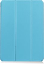 Hoes Geschikt voor iPad Air 2022 Hoes Tri-fold Tablet Hoesje Case Met Uitsparing Geschikt voor Apple Pencil - Hoesje Geschikt voor iPad Air 5 2022 Hoesje Hardcover Bookcase - Lichtblauw.