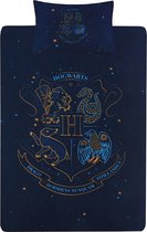 Donkerblauwe beddengoedset Hogwarts - Harry Potter 135cm x 200cm