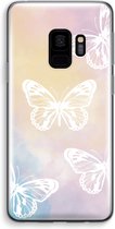 Case Company® - Samsung Galaxy S9 hoesje - White butterfly - Soft Cover Telefoonhoesje - Bescherming aan alle Kanten en Schermrand