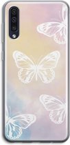Case Company® - Samsung Galaxy A50 hoesje - White butterfly - Soft Cover Telefoonhoesje - Bescherming aan alle Kanten en Schermrand