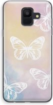 Case Company® - Samsung Galaxy A6 (2018) hoesje - White butterfly - Soft Cover Telefoonhoesje - Bescherming aan alle Kanten en Schermrand