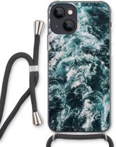 Case Company® - iPhone 13 hoesje met Koord - Zee golf - Telefoonhoesje met Zwart Koord - Extra Bescherming aan alle Kanten en Over de Schermrand