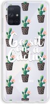 Case Company® - Samsung Galaxy A71 hoesje - Cactus quote - Soft Cover Telefoonhoesje - Bescherming aan alle Kanten en Schermrand