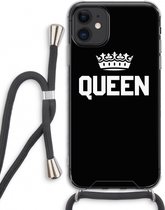 Case Company® - iPhone 11 hoesje met Koord - Queen zwart - Telefoonhoesje met Zwart Koord - Extra Bescherming aan alle Kanten en Over de Schermrand