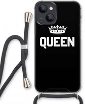 Case Company® - iPhone 13 mini hoesje met Koord - Queen zwart - Telefoonhoesje met Zwart Koord - Extra Bescherming aan alle Kanten en Over de Schermrand