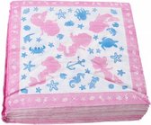 servetten zeemeermin roze 33 x 33 cm 24 stuks