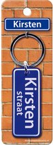 sleutelhanger straatnaam Kirsten 9 cm staal blauw