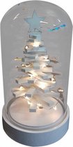 kerststolp Kerstboom led 11 x 20 cm hout/glas wit