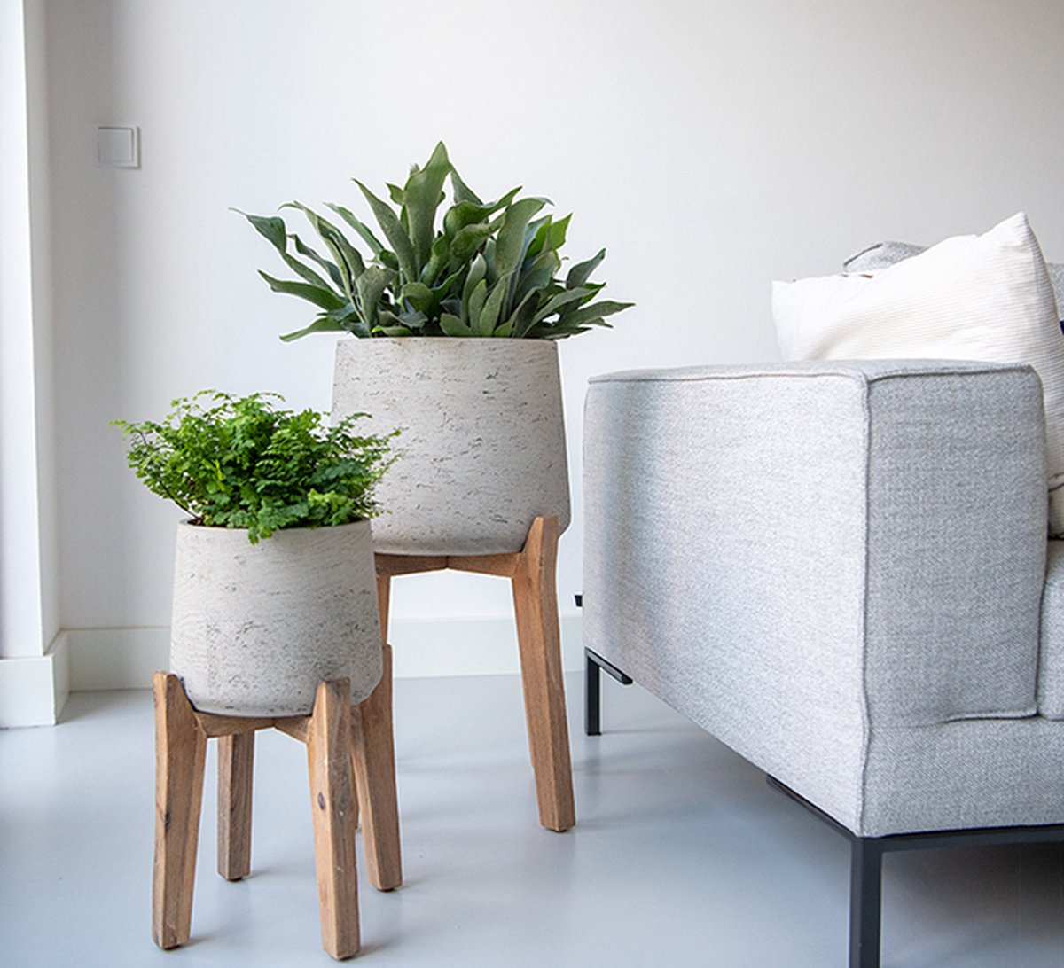 Pottery Pots Flower Pot Patt Feet Low Grey Washed-Grey-Beige D 28 cm H 29 cm