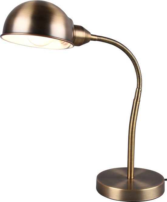 LED Bureaulamp - Tafelverlichting - Torna Pirle - E27 Fitting - Rond - Mat Goud - Aluminium