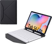 Tablet Toetsenbord Hoes geschikt voor Samsung Galaxy Tab S6 Lite 10.4 (2020)  - Met Draadloos Bluetooth Keyboard en Stylus pen houder - Wit