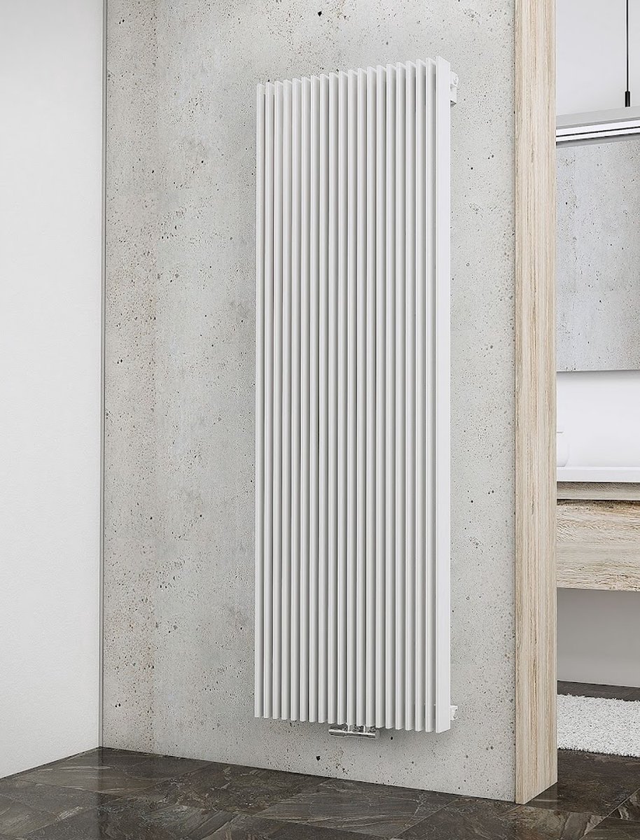 Schulte lamellen radiator LONDON designradiator met veel vermogen, 41 x 180 cm, 1328 Watt, alpine-wit met midden onderaansluiting, art.EP2418040 04