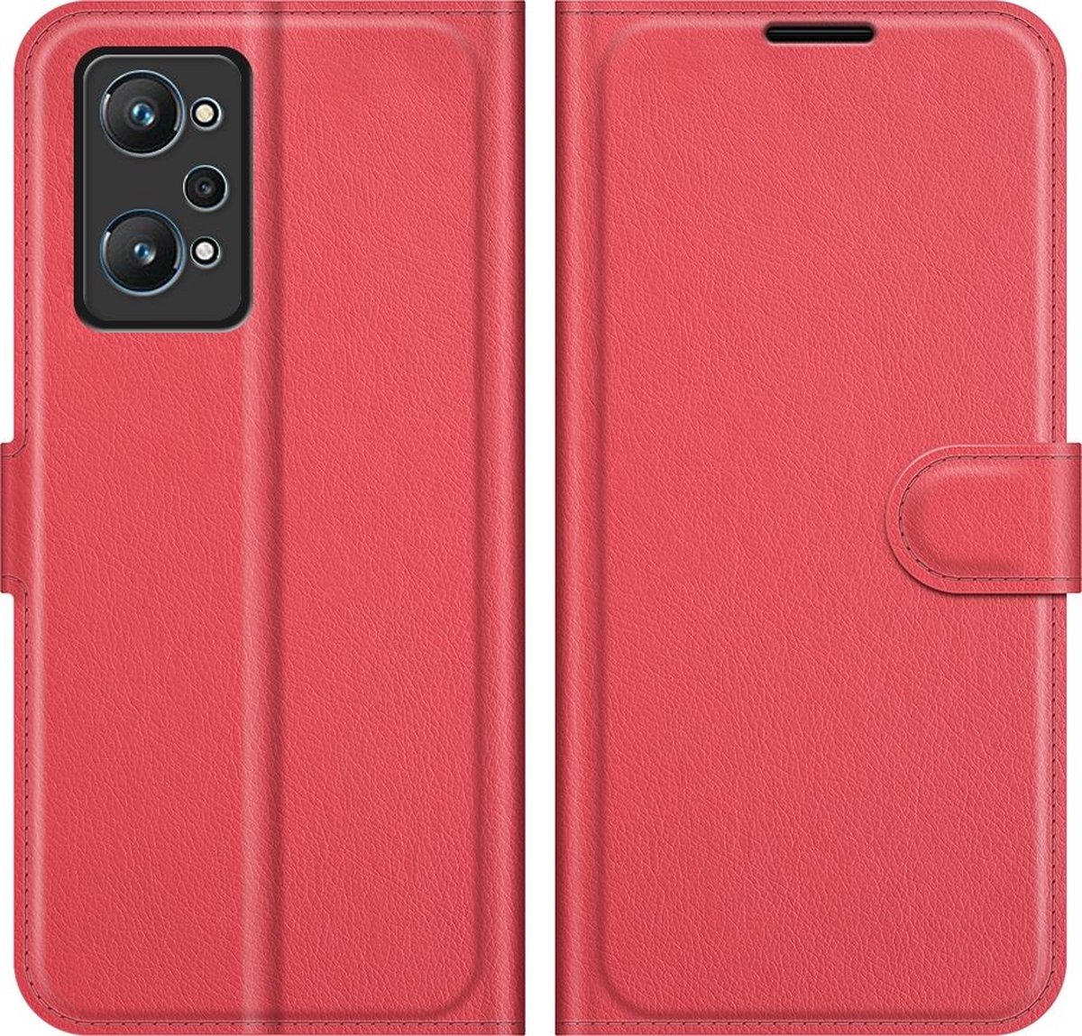 Mobigear Telefoonhoesje geschikt voor Realme GT Neo2 Hoesje | Mobigear Classic Bookcase Portemonnee | Pasjeshouder voor 3 Pasjes | Telefoonhoesje voor Pinpas / OV Kaart / Rijbewijs - Rood