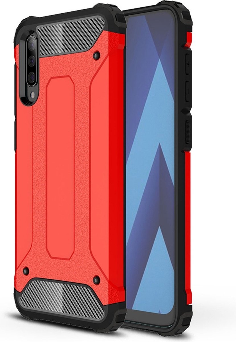 Mobigear Hoesje geschikt voor Samsung Galaxy A50 Telefoonhoesje Hardcase | Mobigear Outdoor Backcover Shockproof | Schokbestendig Galaxy A50 Telefoonhoesje | Anti Shock Proof - Rood