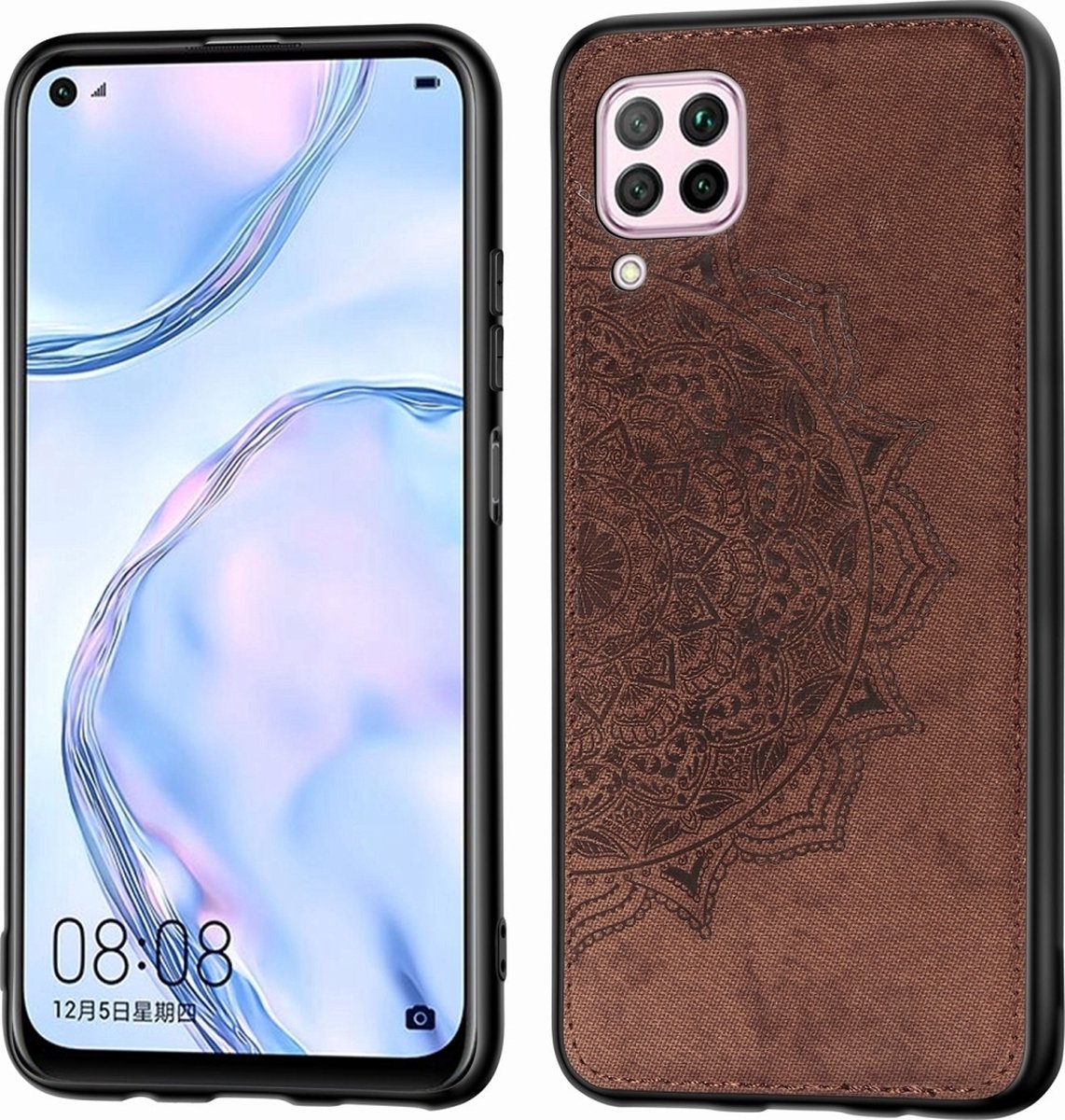 Mobigear Hoesje geschikt voor Huawei P40 Lite Telefoonhoesje Hardcase | Mobigear Mandala Backcover | P40 Lite Case | Back Cover - Bruin
