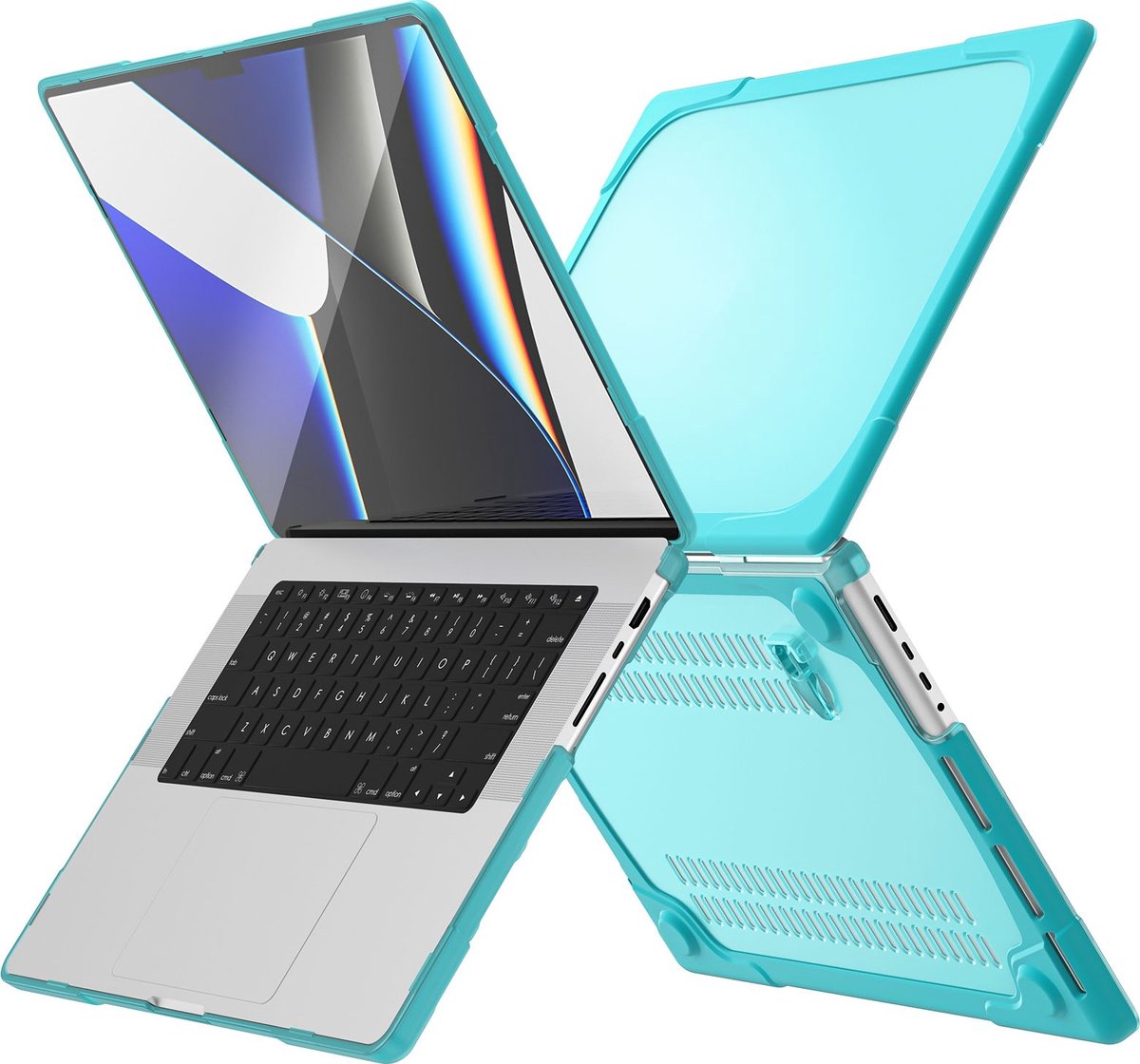Mobigear Laptophoes geschikt voor Apple MacBook Pro 14 Inch (2021-2024) Hoes Hardshell Laptopcover MacBook Case | Mobigear Shockproof - Blauw - Model A2442 / A2779 / A2918 / A2992 / A3401