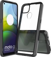 Mobigear Hoesje geschikt voor Motorola Moto G9 Power Telefoonhoesje Hardcase | Mobigear Crystal Backcover | Moto G9 Power Case | Back Cover - Transparant / Zwart