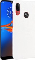 Mobigear Hoesje geschikt voor Motorola Moto E6 Plus Telefoonhoesje | Mobigear Croco Backcover | Moto E6 Plus Case | Back Cover - Wit