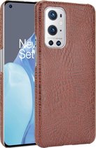 Mobigear Hoesje geschikt voor OnePlus 9 Pro Telefoonhoesje Hardcase | Mobigear Croco Backcover | 9 Pro Case | Back Cover - Bruin
