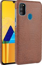 Mobigear Hoesje geschikt voor Samsung Galaxy M21 Telefoonhoesje Hardcase | Mobigear Croco Backcover | Galaxy M21 Case | Back Cover - Bruin