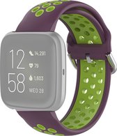 Mobigear Siliconen Watch bandje geschikt voor Fitbit Versa 2 Bandje Gespsluiting | Mobigear Sport Plus Buckle - Groen / Paars