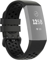 Mobigear Siliconen Watch bandje geschikt voor Fitbit Charge 4 Bandje Gespsluiting | Mobigear Sport Plus Buckle - Zwart