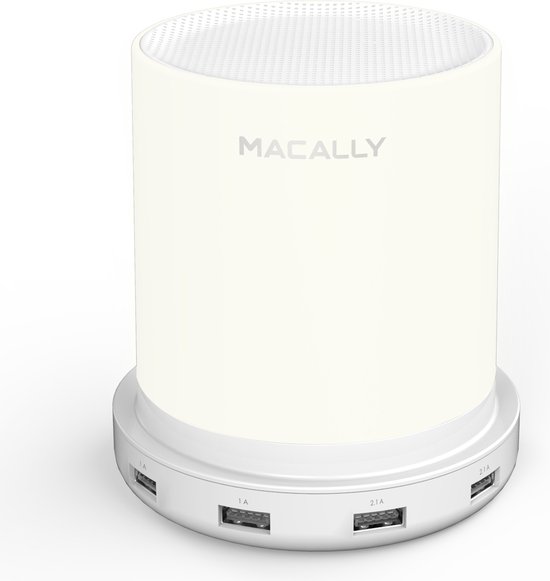 Macally tafellamp met USB-A-lader, aanraaksensor en dimbaar zacht warm wit licht - Wit